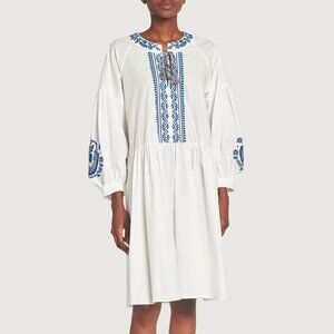 Weekend Max Mara Dirce White Embroidered Cotton Poplin Dress